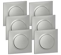 LEGRAND - Interrupteur Mural ou Va-et-vient 10AX dooxie + Plaque Carrée - Commande d'Éclairage Complète - Prêt à Installer - Fabriqué En France - Alu - Lot de 6