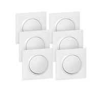 LEGRAND - Interrupteur Mural ou Va-et-vient 10AX dooxie + Plaque Carrée - Commande d'Éclairage Complète - Prêt à Installer - Fabriqué En France - Blanc - Lot de 6