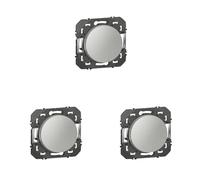 LEGRAND - Interrupteur Mural Simple ou Va-et-vient 10AX dooxie - Commande d'Éclairage (Sans Plaque) - Prêt à Installer - Fabriqué En France - Alu (Lot de 3)