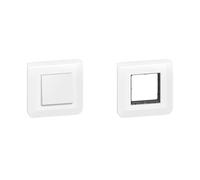 Legrand - Interrupteur ou va-et-vient Mosaic 10A blanc complet avec plaque et fixation à vis & Plaque Mosaic avec support à vis pour 2 modules - blanc
