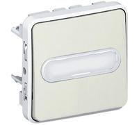 LEGRAND Interrupteur Poussoir avec porte-étiquette 10A composable avec enjoliveur Plexo blanc
