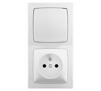 Legrand Interrupteur+prise 2P+E verticale, LES Apparents, blanc, 16A 250V | Montage vertical, pose en saillie, blanc RAL 9003, interrupteur va-et-vient + prise 16A 250V, idéal rénovation