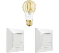 Legrand, Kit d'extension Smart Lighting, commande vocale (Alexa, Google, Apple), ampoule intelligente à intensité variable, 2 interrupteurs sans fil, ampoule vintage, interrupteur blanc, 199322
