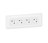 Legrand Prise quadruple terre Mosaic 4 postes 2P+T précâblée - Blanc