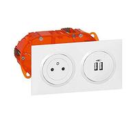 Legrand Kit prise 2P+T Dooxie encastrée Blanc chargeur USB double charge rapide livré complet