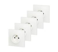 Legrand LEG200255 Lot de 5 Prises 2 pôles + terre, 3680 W, 230 V, Blanc