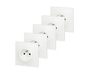 Legrand LEG200255 Lot de 5 Prises 2 pôles + terre, 3680 W, 230 V, Blanc