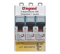 LEGRAND | Lot De 3 Disjoncteurs DNX³ 16A, Visualisation Immédiate Du Circuit Défaillant, Arrivée Haute Et Sortie Basse Par Bornes À Vis, Alimentation Par Peigne Ou Cable