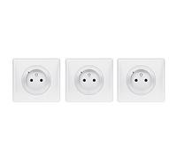 Legrand - Lot de 3 prises de courant connectées Céliane with Netatmo avec plaque Laqué Blanc