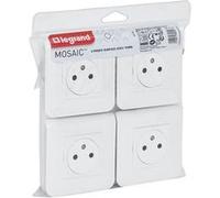 Legrand Prise Mosaic Surface 2P+T 16A blanc avec plaque - Lot de 4