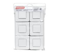 Legrand - Lot de 6 interrupteurs simple ou va-et-vient Mosaic 10A blanc complet avec plaque et fixation à vis