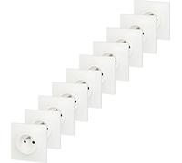 Lot de 10 prises avec terre Neptune, blanc, LEGRAND