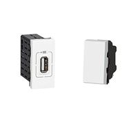 Legrand Mosaic USB Chargeur, Type-A, 1.5A, 7.5W, 1 Module, 230V ou 5V & Interrupteur Encastrable Simple ou Va-et-Vient si Associé à Un Second Interrupteur Easy-LED Mosaic 10A - 45x22,5x24mm - Blanc