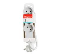 Legrand - Rallonge multiprise extra-plate avec 3 prises de courant avec terre avec cordon 3m - blanc et gris clair