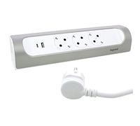 Legrand Multiprise d'angle coudée 45° 3 prises USB-A/USB-C 1 m de câble Ultra blanc/aluminium 694502