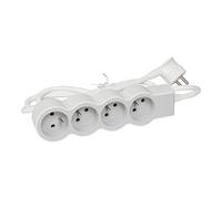 LEGRAND - Multiprise Extra-Plate - 4 Prises de Courant avec Terre - Avec Cordon 1,5 m - Blanc et Gris Clair