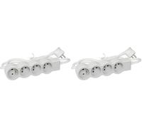 LEGRAND - Multiprise Extra-Plate - 4 Prises de Courant avec Terre - avec Cordon 1,5 m - Blanc et Gris Clair (Lot de 2)