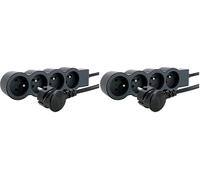 LEGRAND - Multiprise Extra-Plate - 4 Prises de Courant avec Terre - avec Cordon 3 m - Noir et Gris Foncé (Lot de 2)
