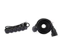 LEGRAND - Multiprise Extra-Plate - 5 Prises de Courant avec Terre - avec Cordon 1,5 m - Noir et Gris Foncé & Zenitech Prolongateur 16A 2P+T HO5VV-F 3G1,5mm² Noir 5m