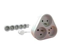 LEGRAND - Multiprise Extra-Plate - 5 Prises de Courant avec Terre - avec Cordon 3 m - Blanc et Gris Clair & Triplite 3X 16A Triangulaire - Blanc - Zenitech