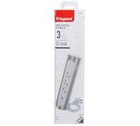 LEGRAND Multiprise FB 3x2P+T corner angle USB C 1m 1.5mm² - Alu et blanc