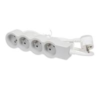 LEGRAND - Multiprise Extra-Plate - 4 Prises de Courant avec Terre - Avec Cordon 1,5 m - Blanc et Gris Clair