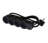 Rallonge multiprise extra-plate - 4 prises - 2P+T - cordon 1.5 m - noir/gri