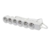 LEGRAND | Rallonge Multiprise Extra-Plate, 6 Prises 2P+T Dont 1 À 90°, Cordon 1,5m Blanc Et Gris Clair, Usage Intérieur Avec Design Minimaliste