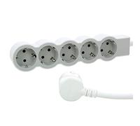 Legrand, Multiprise plate 694555 - 5 prises - Longueur du câble : 1,5 m - Blanc/gris