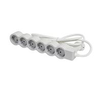 Legrand Multiprise plate 694557 – 6 prises, câble 1,5 m – Blanc/gris