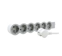 LEGRAND, Multiprise Plate 694565-6 Prises - Longueur du câble : 3 m - Blanc/Gris