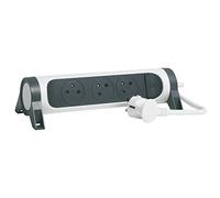 LEGRAND - Multiprise Rotative Avec Interrupteur à Voyant LED - 3 Prises Surface avec Terre - Cordon 1,5m - Blanc et Gris Foncé