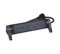 LEGRAND - Multiprise Rotative Avec Interrupteur à Voyant LED - 3 Prises Surface avec Terre - Cordon 1,5m - Noir et Gris Foncé