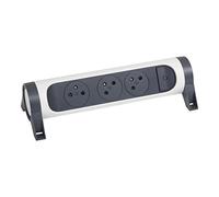 LEGRAND - Multiprise Rotative Avec Interrupteur à Voyant LED - 3 Prises Surface avec Terre - Livrée Sans Cordon/Sans Fiche - Blanc et Gris Foncé