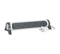LEGRAND - Multiprise Rotative Avec Interrupteur à Voyant LED + Disjoncteur + Indicateur de Charge - 4 Prises Surface avec Terre - Cordon 1,5m - Blanc et Gris Foncé