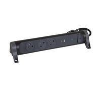 LEGRAND - Multiprise Rotative Avec Interrupteur à Voyant LED et Protection Parafoudre - 3 Prises Surface avec Terre + Prise USB-C + Prise USB-A - Cordon 1,5m - Noir et Gris Foncé