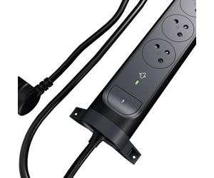 LEGRAND - Multiprise Rotative Avec Interrupteur à Voyant LED et Protection Parafoudre - 6 Prises Surface avec Terre - Cordon 1,5m - Noir et Gris Foncé