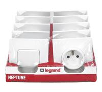 Legrand - Lot 2 interrupteurs/va-et-vient Neptune + 8 prises avec terre - bornes automatiques - Blanc