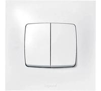 Legrand Interrupteur poussoir double Neptune 6A – Commande d'éclairage monobloc – Blanc