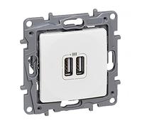 Legrand Niloe 764594 Prise de courant encastrable double USB Blanc avec cadre
