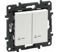 Legrand Niloe Step - Interrupteur double éclairage pour escalier 10 AX - blanc 863118, Bouton + interrupteur
