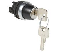 Bouton tournant non lumineux à clé n°455-2 positions fixes 90° pour extraction clé - IP69