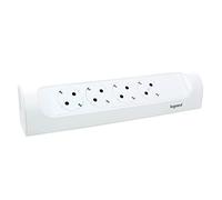 LEGRAND, Perfect-Fit 694503 Multiprise d'angle coudée à 45°, montage mural et sur table, sans câble, ultra blanc, 4 prises