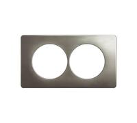 Legrand Plaque 2 postes entraxe57mm acier satiné, Céliane aluminium IP20 | 2 postes entraxe 57mm, acier satiné, finition mate, montage horizontal ou vertical, spécial rénovation, sans halogène