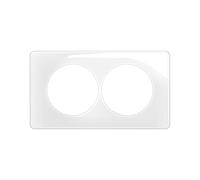 Legrand Plaque 2 postes entraxe57mm blanc, Céliane, brillant, IP20 | 2 postes, entraxe 57mm, blanc émaillé brillant, plastique sans halogène, montage horizontal ou vertical, usage intérieur