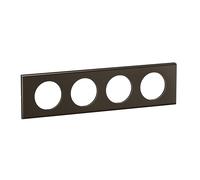 LEGRAND Plaque 4 postes, Céliane, nickel sombre satiné, métal, encastré | 4 postes, métal aluminium, nickel sombre satiné, noir, montage horizontal ou vertical, à clipser, 314x83mm, IP20