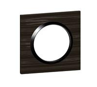 Legrand Plaque carrée Dooxie 1 poste 600881 – finition bois ébène, bague noire brillante