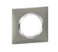 Legrand - Plaque carrée dooxie 1 poste finition effet inox brossé avec bague effet chrome