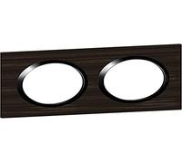 Legrand - Plaque carrée Dooxie 2 postes effet bois ébène bague noire brillante