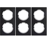 LEGRAND - Plaque Carrée Dooxie 2 Postes Finition Noir Bague Chromé (Lot de 3)